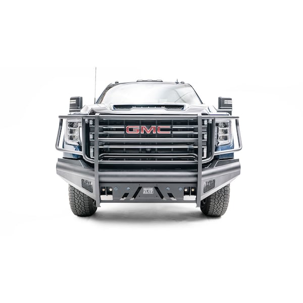 Fab Fours 20-C SIERRA 2500/3500 BLACK STEEL ELITE FRONT BUMPER W/ FULL GRILL GUA GM20-Q5060-1 - main